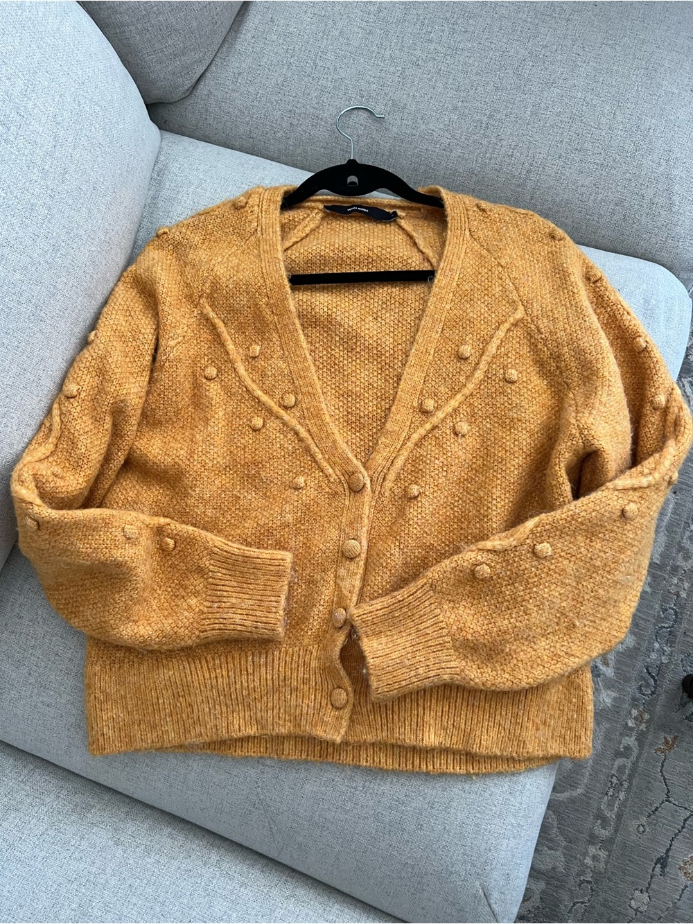 Vero Moda Mustard Yellow Bobble Knit Cardigan - Size M